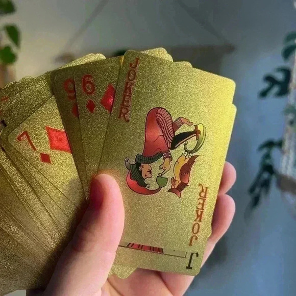 24K Gold Plated Poker Card Set Gold Foil Playing Cards - Picture 5 of 6